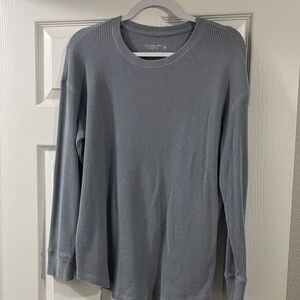 Womens Gray Waffle Knit Shirt